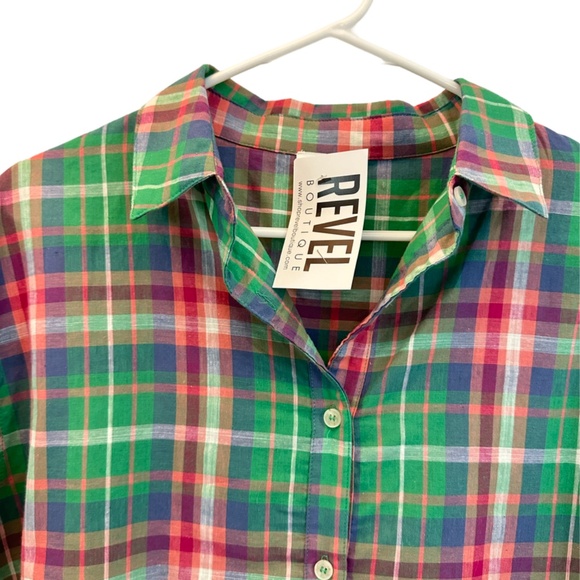 NWT La Miel Pop of Color Plaid Button Down Shirt - Picture 2 of 4